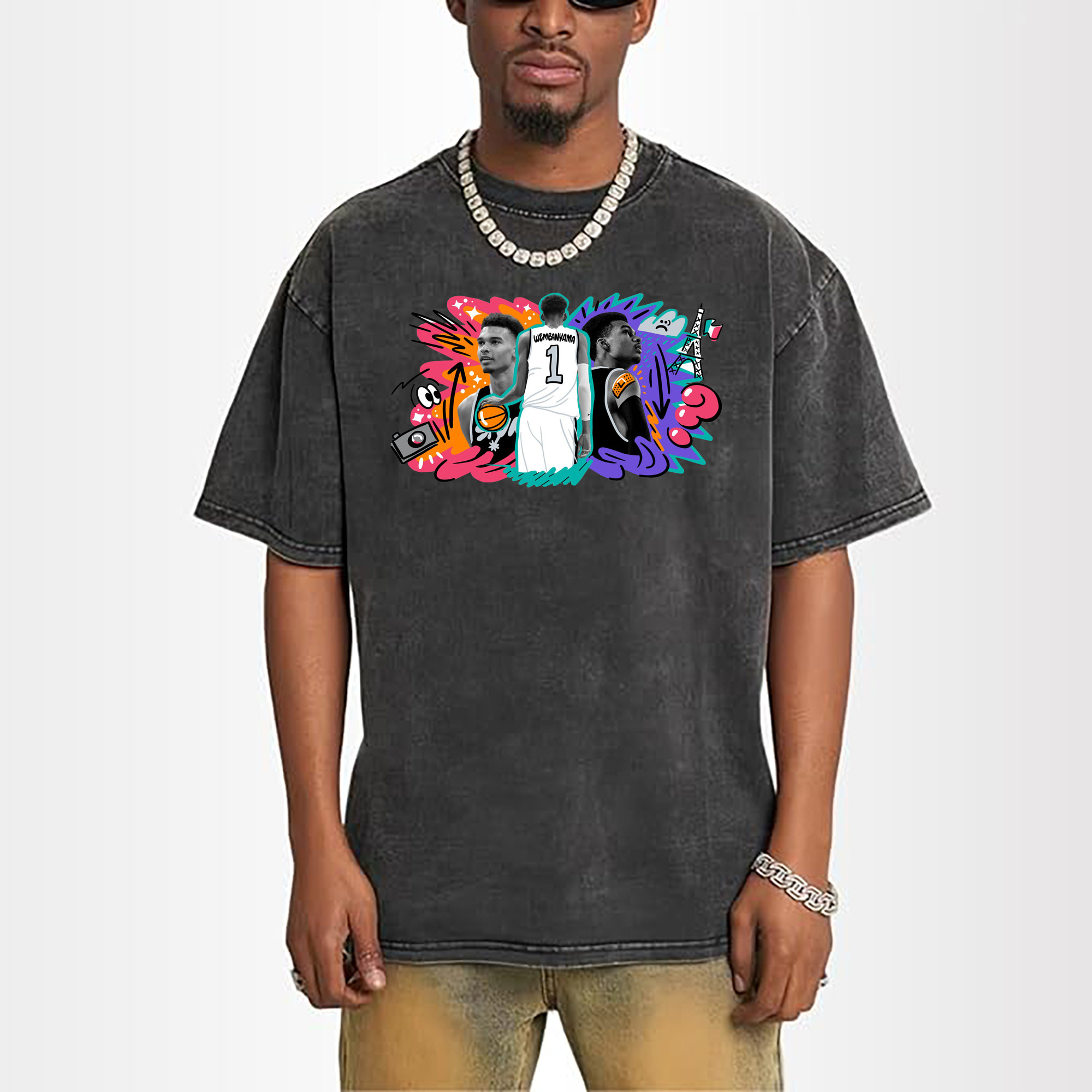 Victor Wembanyama #1 Cartoon graffiti style Shirt