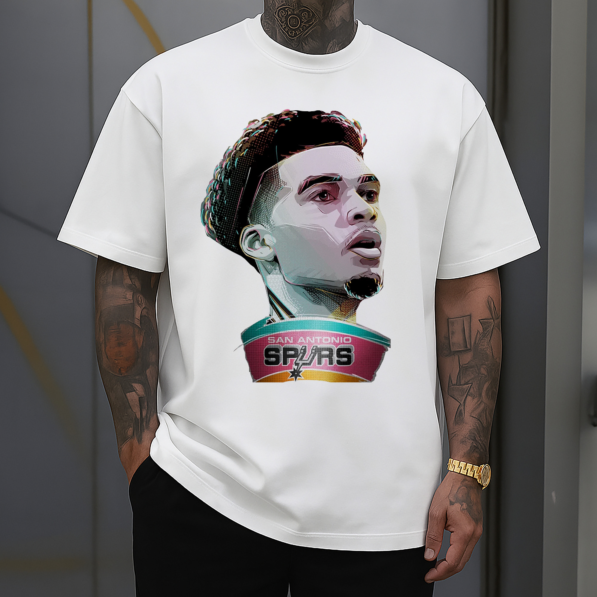 Victor Wembanyama Spurs colorful cartoon illustration style Shirt