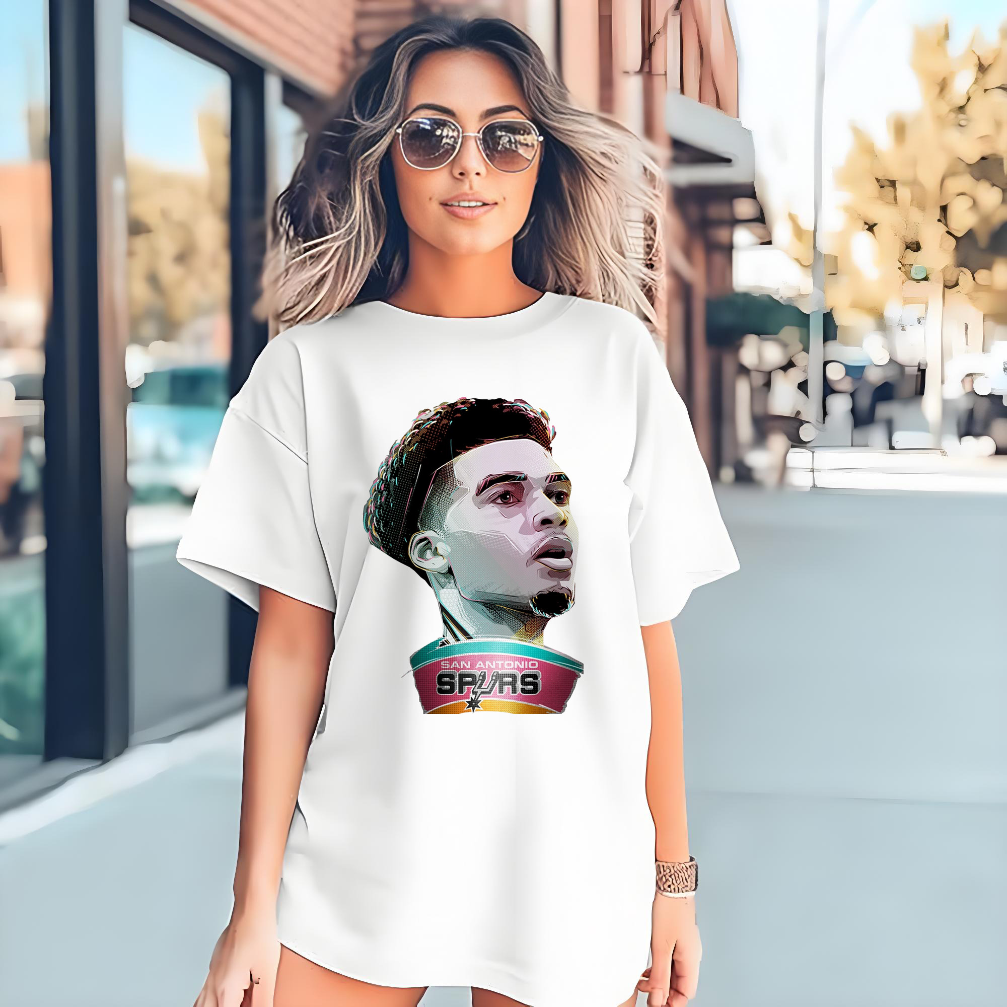 Victor Wembanyama Spurs colorful cartoon illustration style Shirt