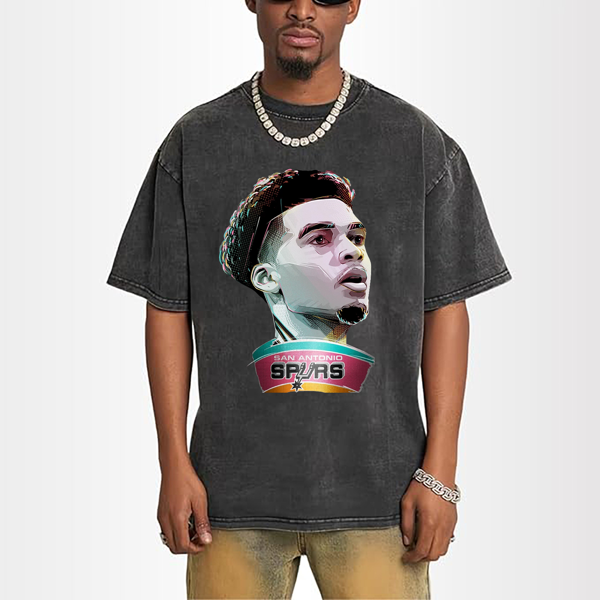 Victor Wembanyama Spurs colorful cartoon illustration style Shirt