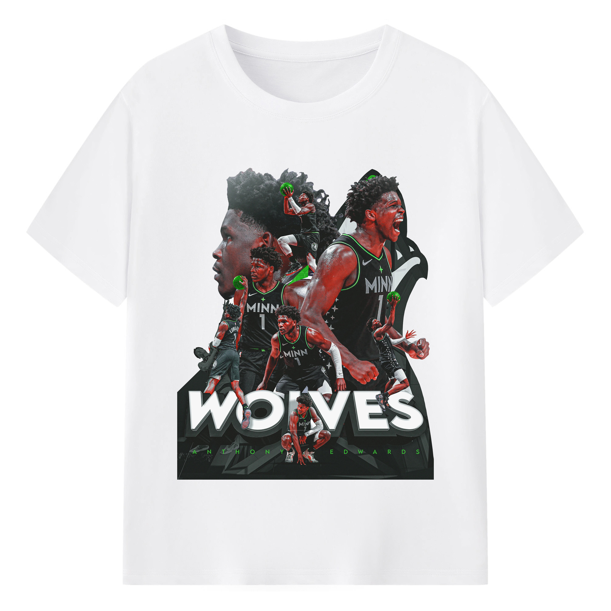 Anthony Edwards Minnesota Timberwolves Basketball Highlights Shirt - 180g Cotton T-Shirt With Front Heat Transfer Print – Soft, Lightweight, Fitted Design – Comfortable Casual Wear For Sports & Everyday Use