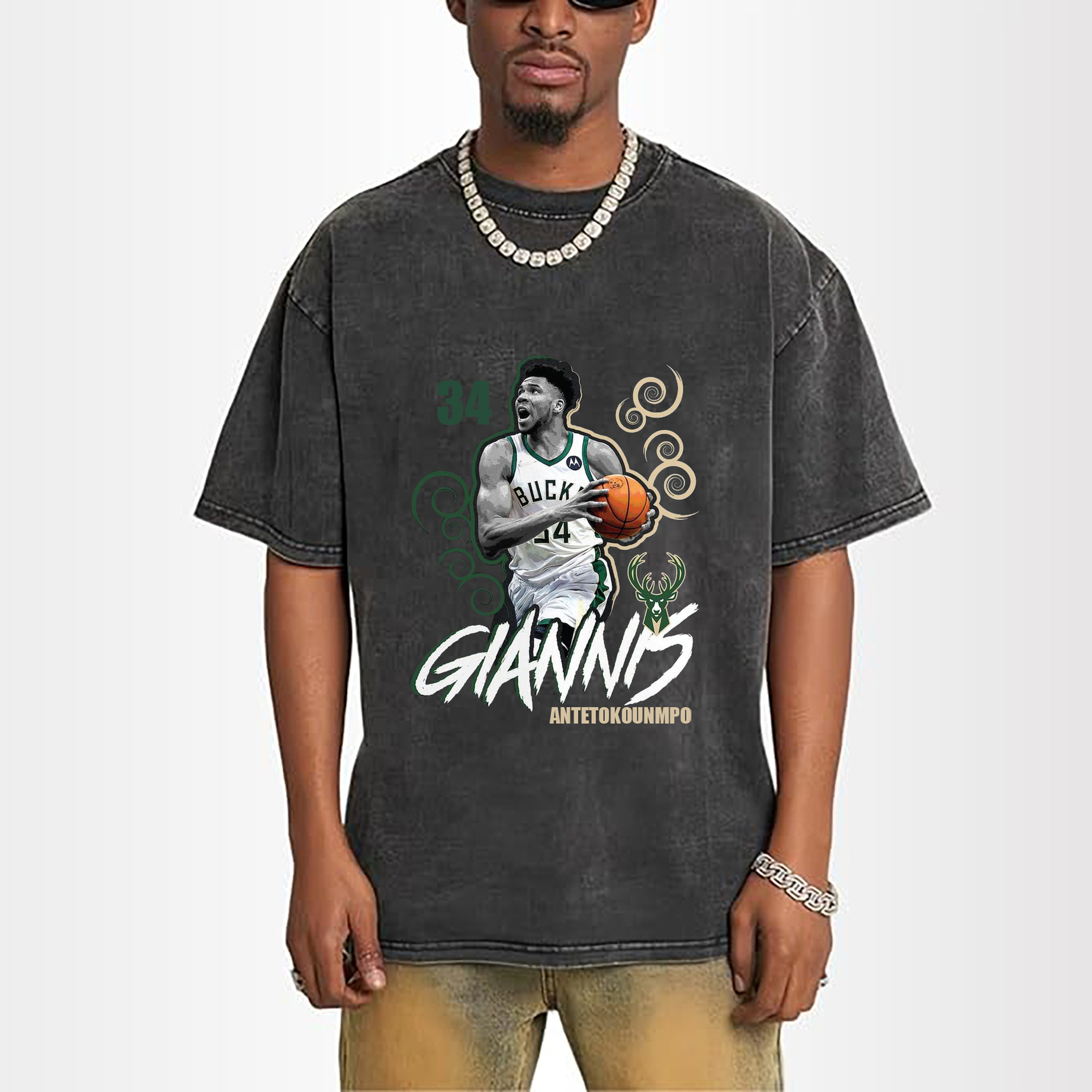 Giannis Antetokounmpo Bucks #34 artistic design Shirt