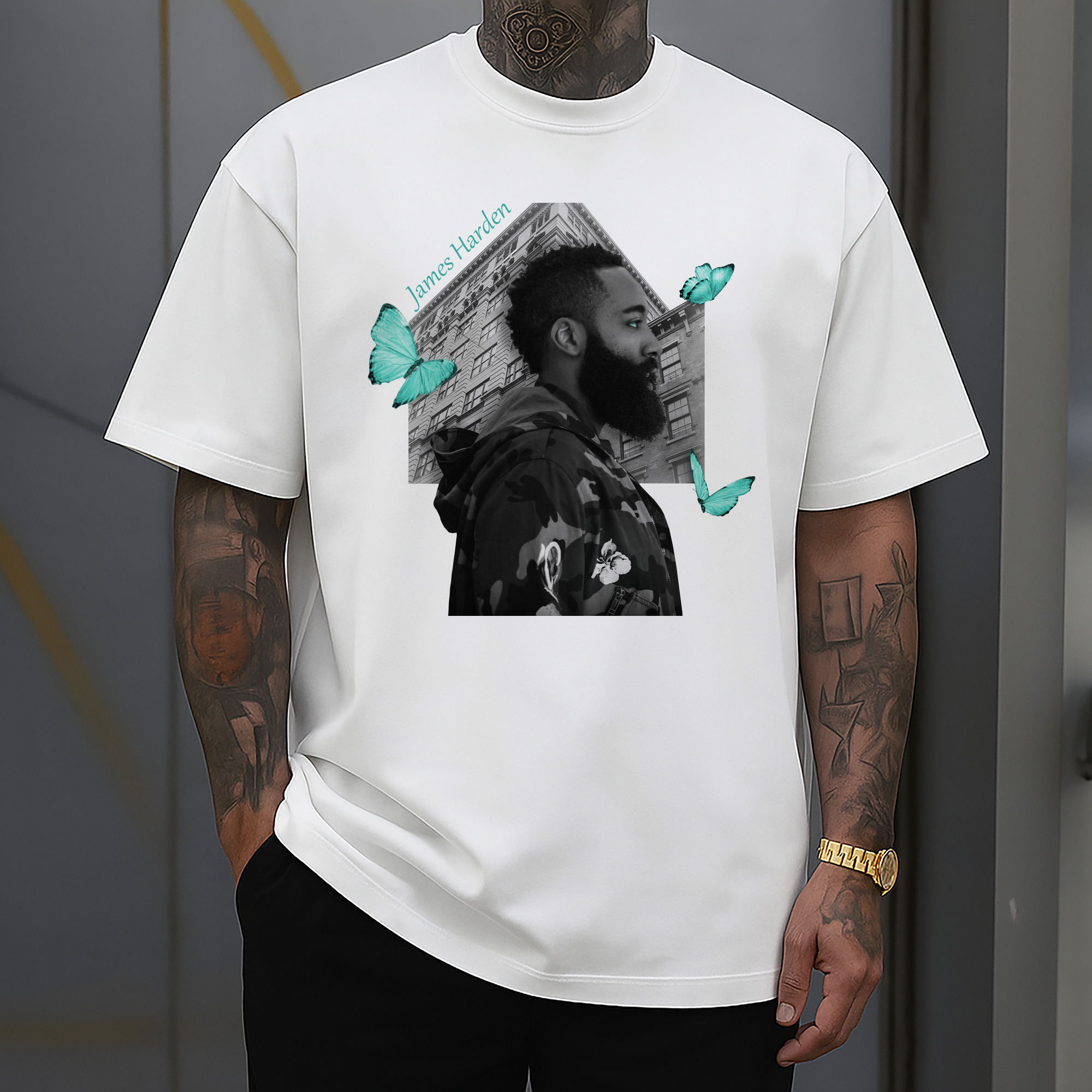 James Harden Tiffany Blue Butterfly Art Shirt