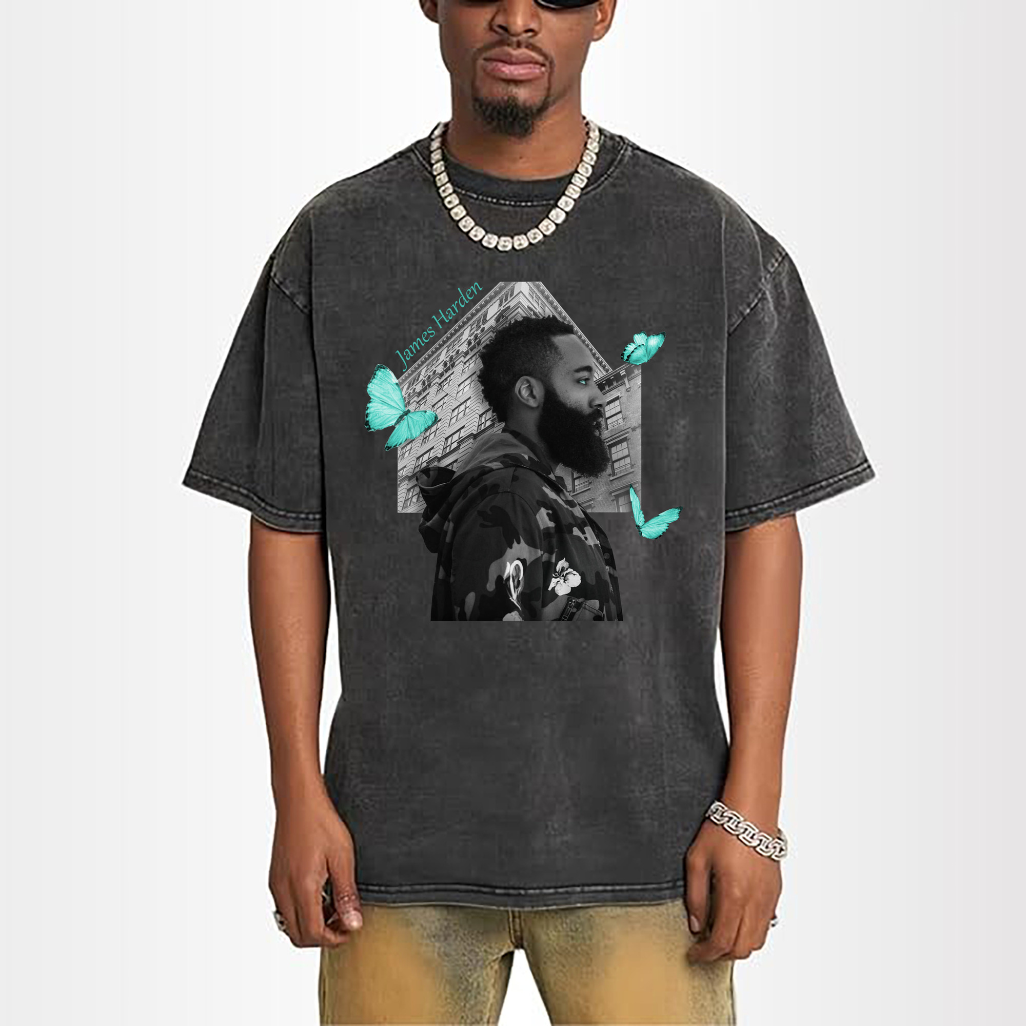 James Harden Tiffany Blue Butterfly Art Shirt