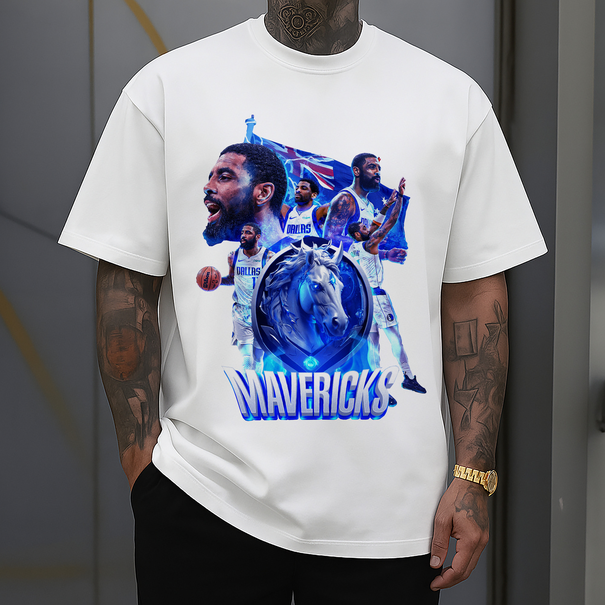 Kyrie Irving Dallas Mavericks 3D team logo POP Shirt