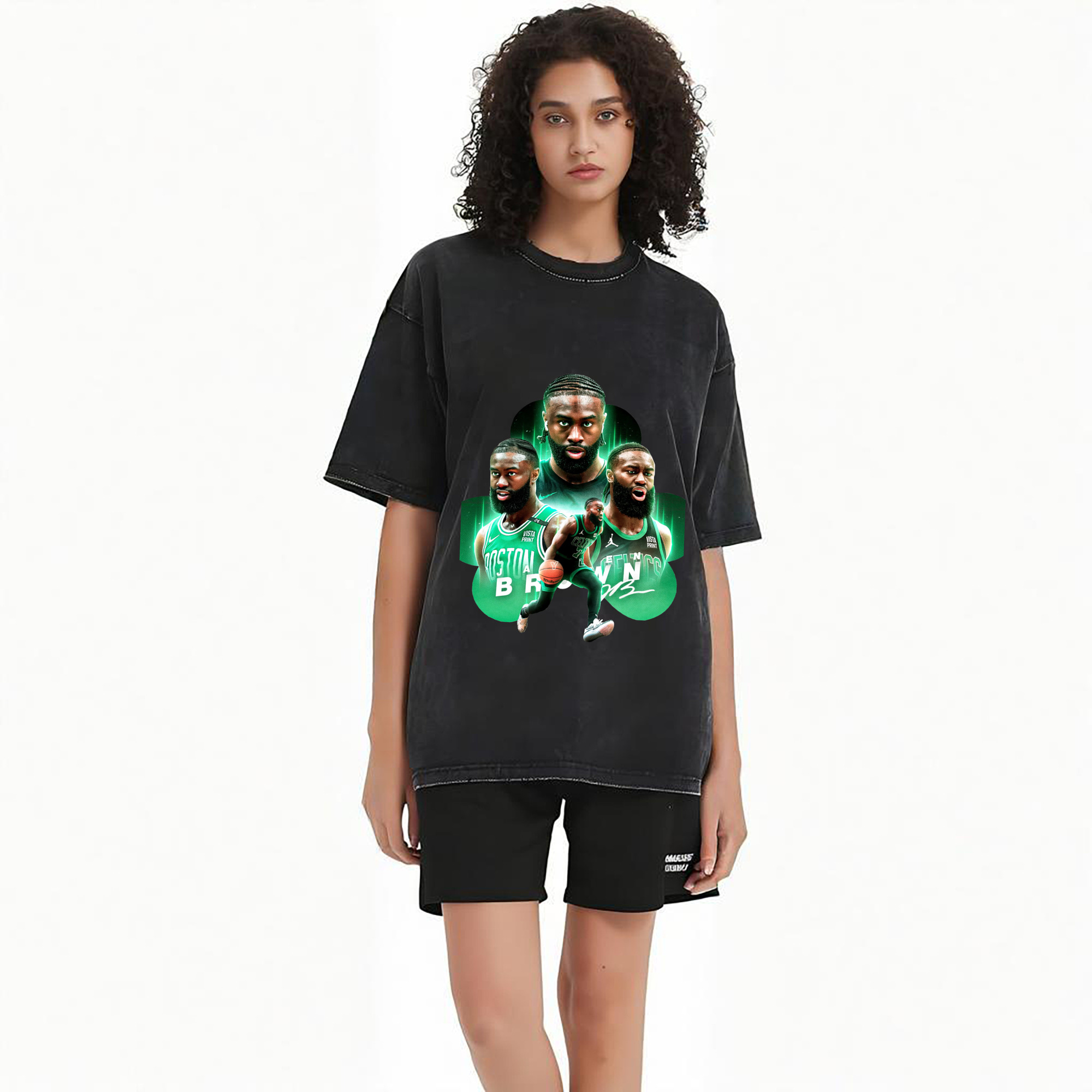Jaylen Brown Boston Celtics Green Glow Clover Design Shirt