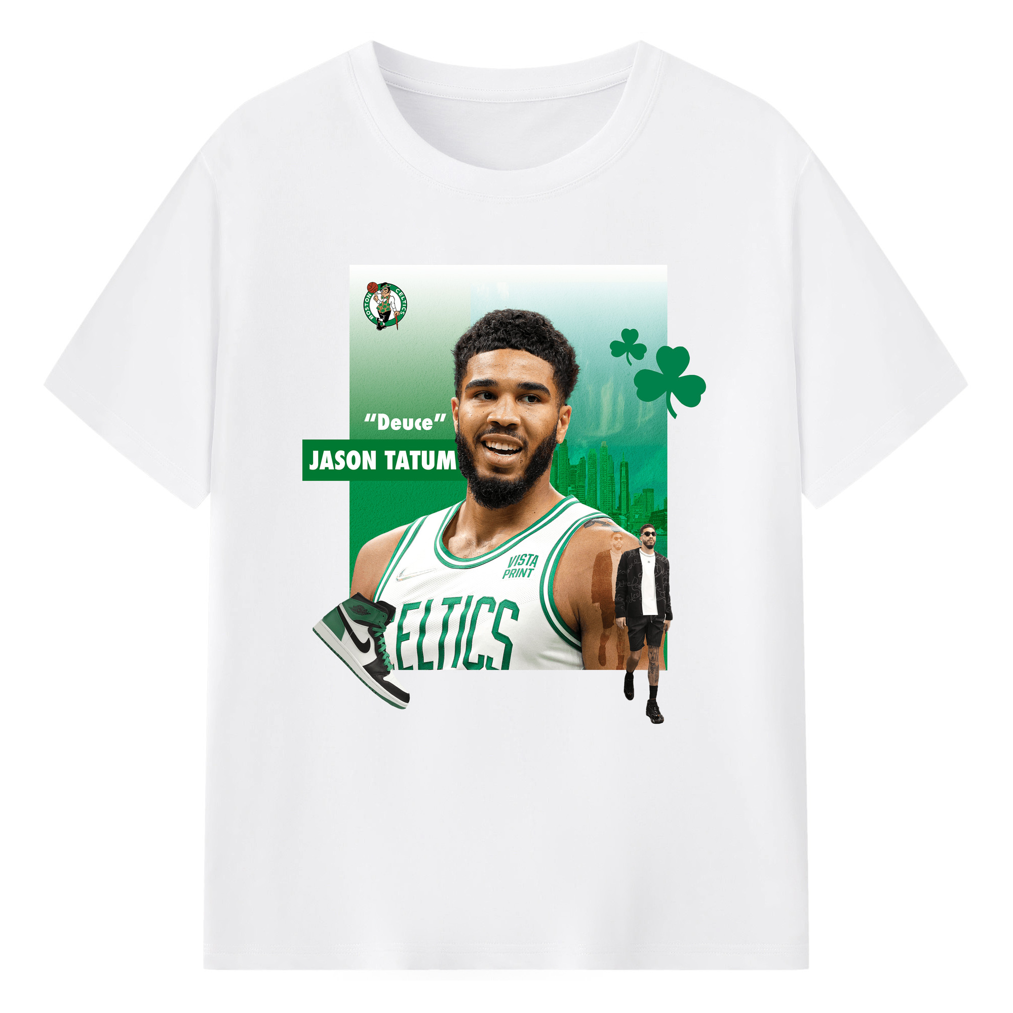 Jayson Tatum Boston Celtics on - court&off - court Art Shirt - 180g Cotton T-Shirt With Front Heat Transfer Print – Soft, Lightweight, Fitted Design – Comfortable Casual Wear For Sports & Everyday Use