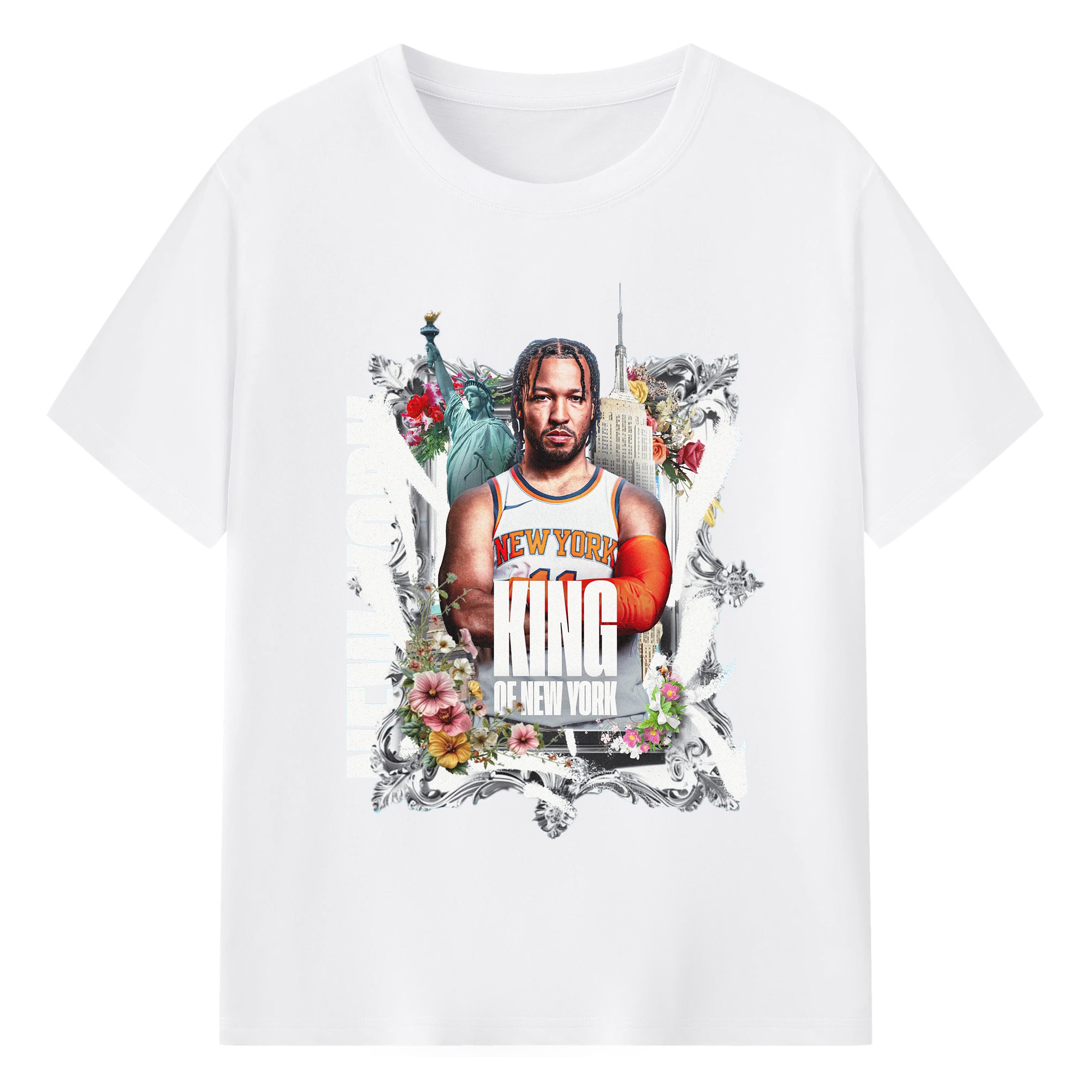 Jalen Brunson #11 King of the New York Knicks Fans Shirt - 180g Cotton T-Shirt With Front Heat Transfer Print – Soft, Lightweight, Fitted Design – Comfortable Casual Wear For Sports & Everyday Use