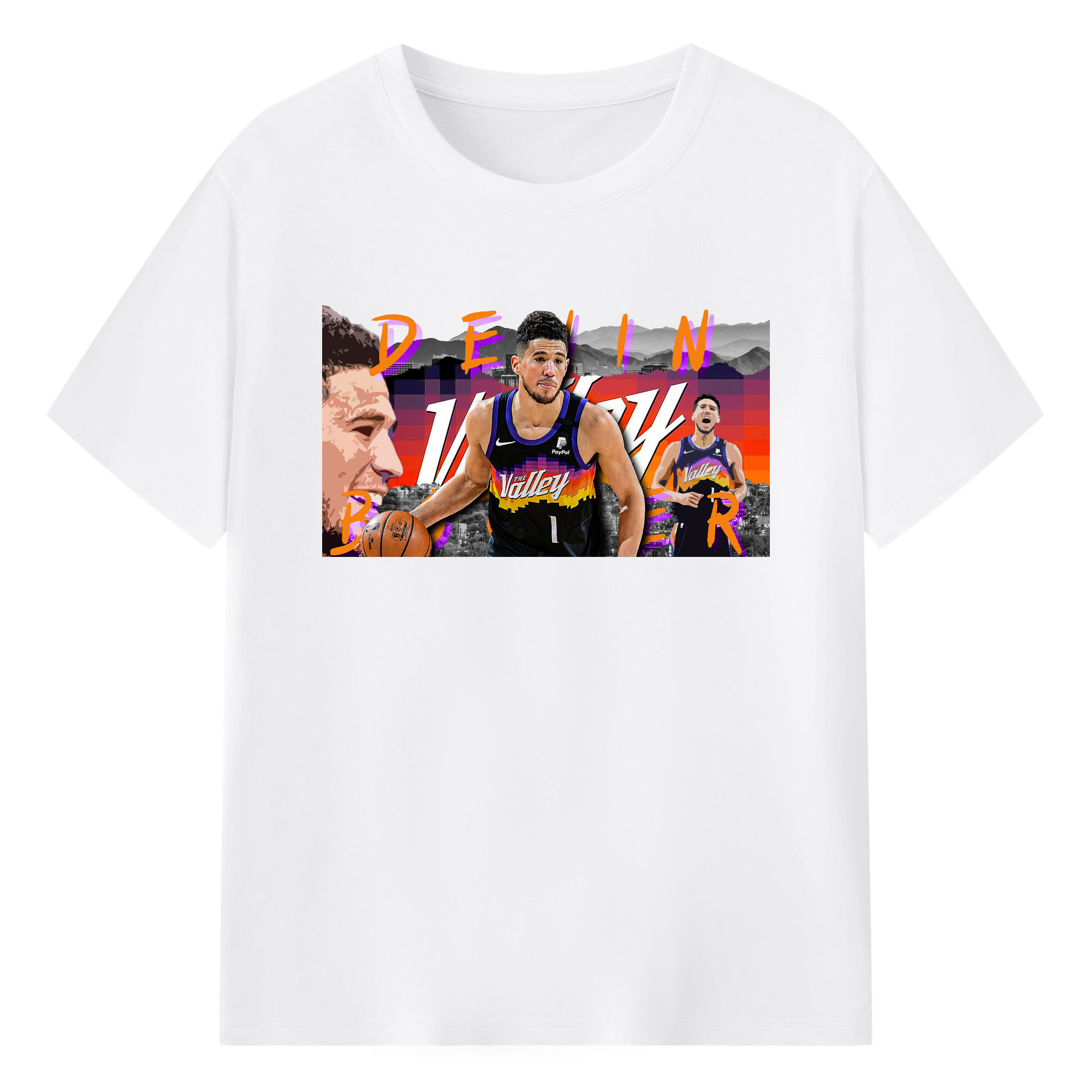 Devin Booker Phoenix Suns The Valley Shirt - 180g Cotton T-Shirt With Front Heat Transfer Print – Soft, Lightweight, Fitted Design – Comfortable Casual Wear For Sports & Everyday Use