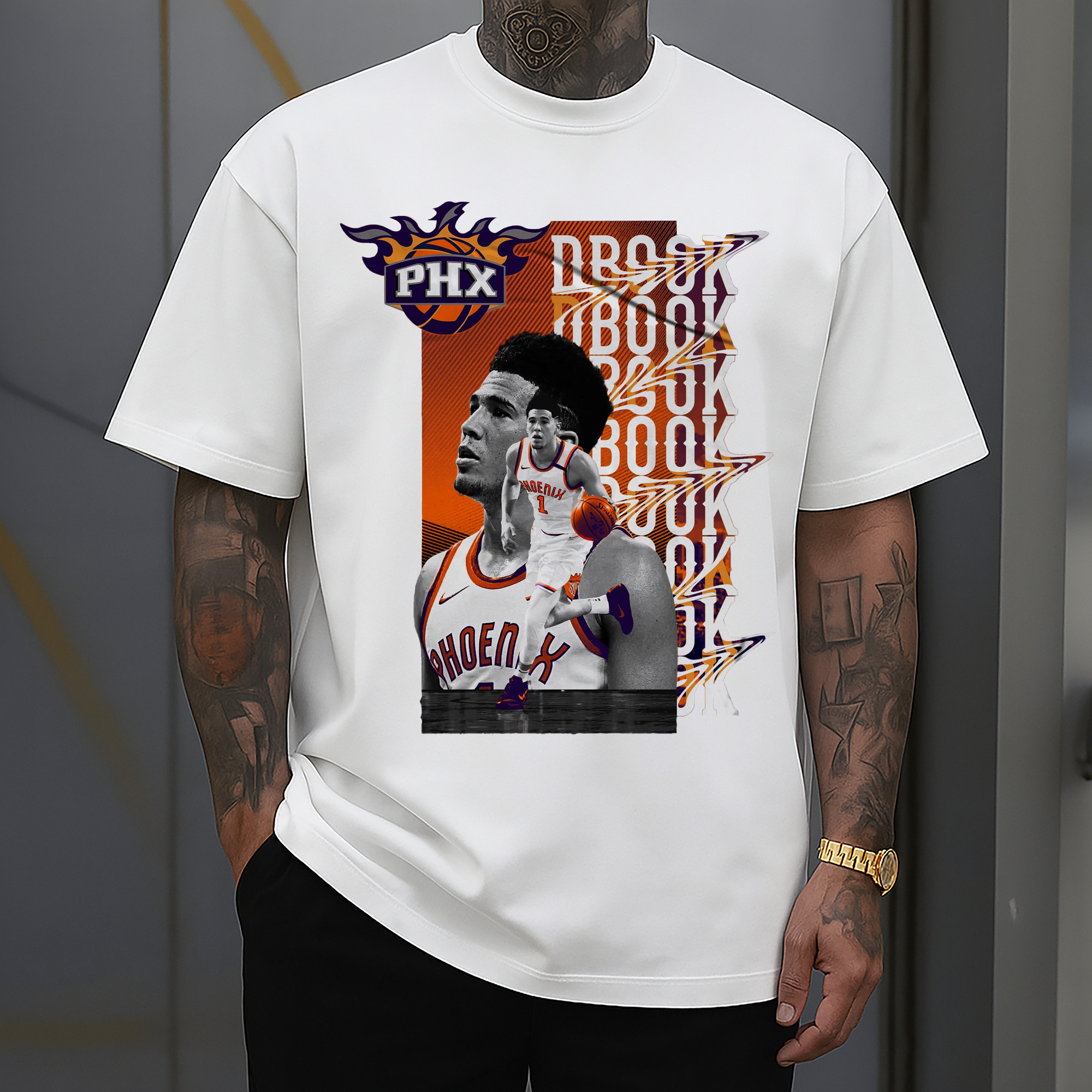 Phoenix Suns Devin Booker Retro Collage Basketball Shirt