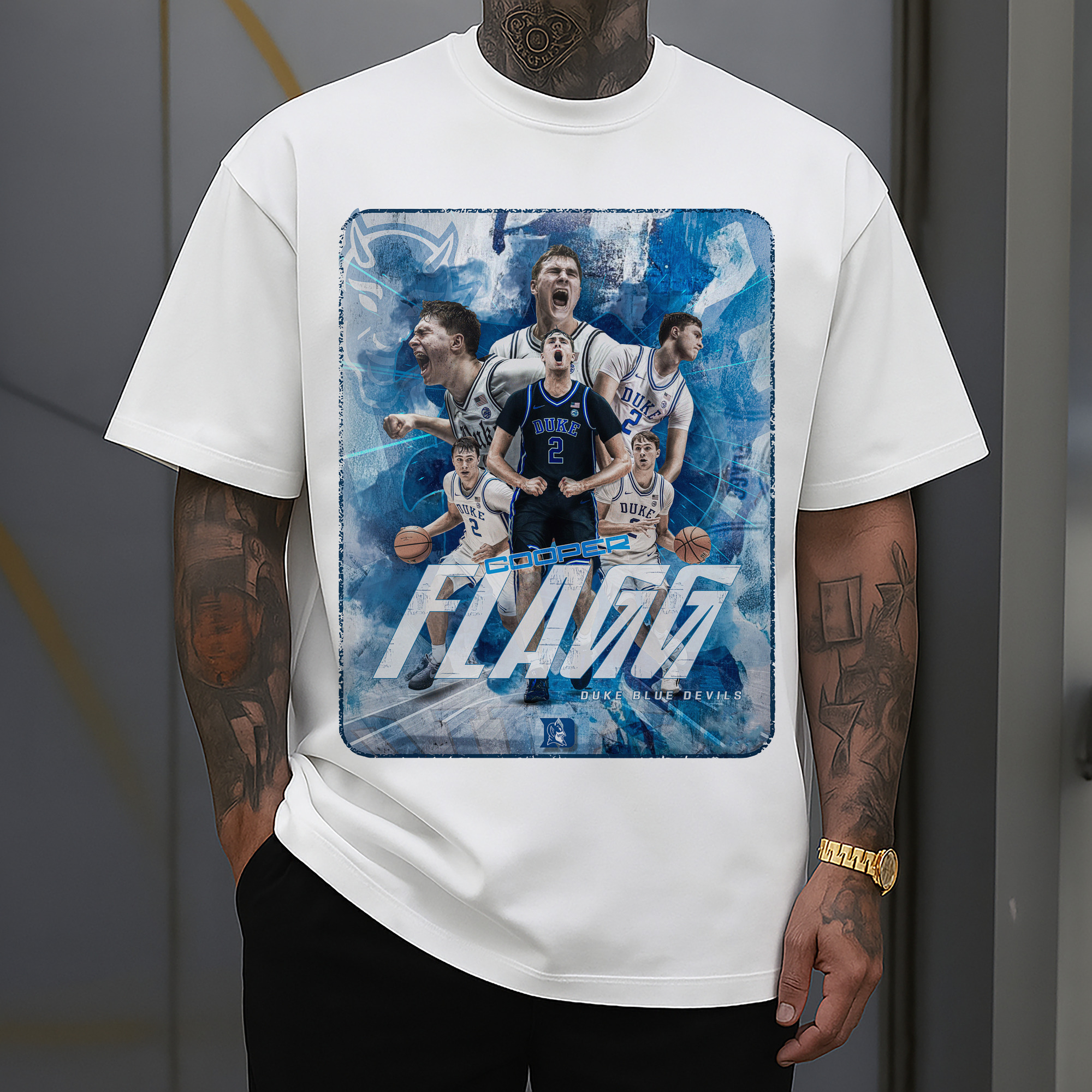 Duke Blue Devils Cooper Flagg Hoops Collage Shirt