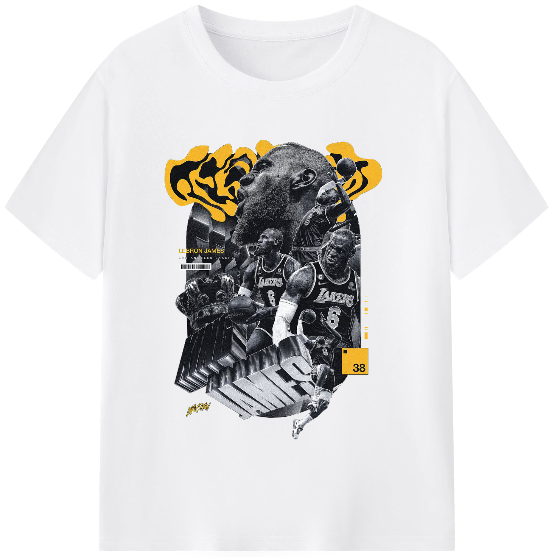 LeBron James "King James" Jersey Shirt - 180g Cotton T-Shirt With Front Heat Transfer Print – Soft, Lightweight, Fitted Design – Comfortable Casual Wear For Sports & Everyday Use