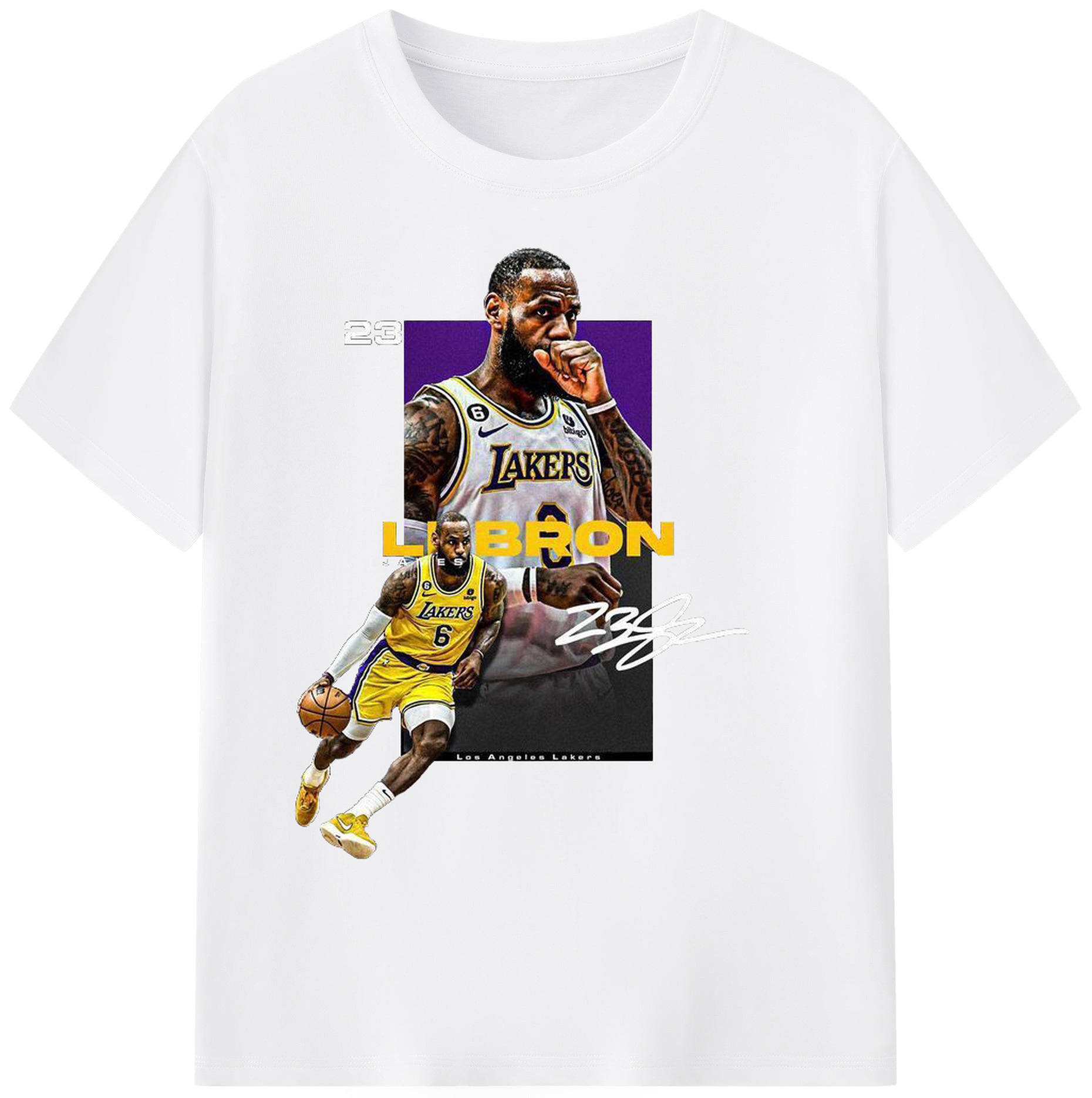 LeBron James Lakers #6 Shirt - 180g Cotton T-Shirt With Front Heat Transfer Print – Soft, Lightweight, Fitted Design – Comfortable Casual Wear For Sports & Everyday Use