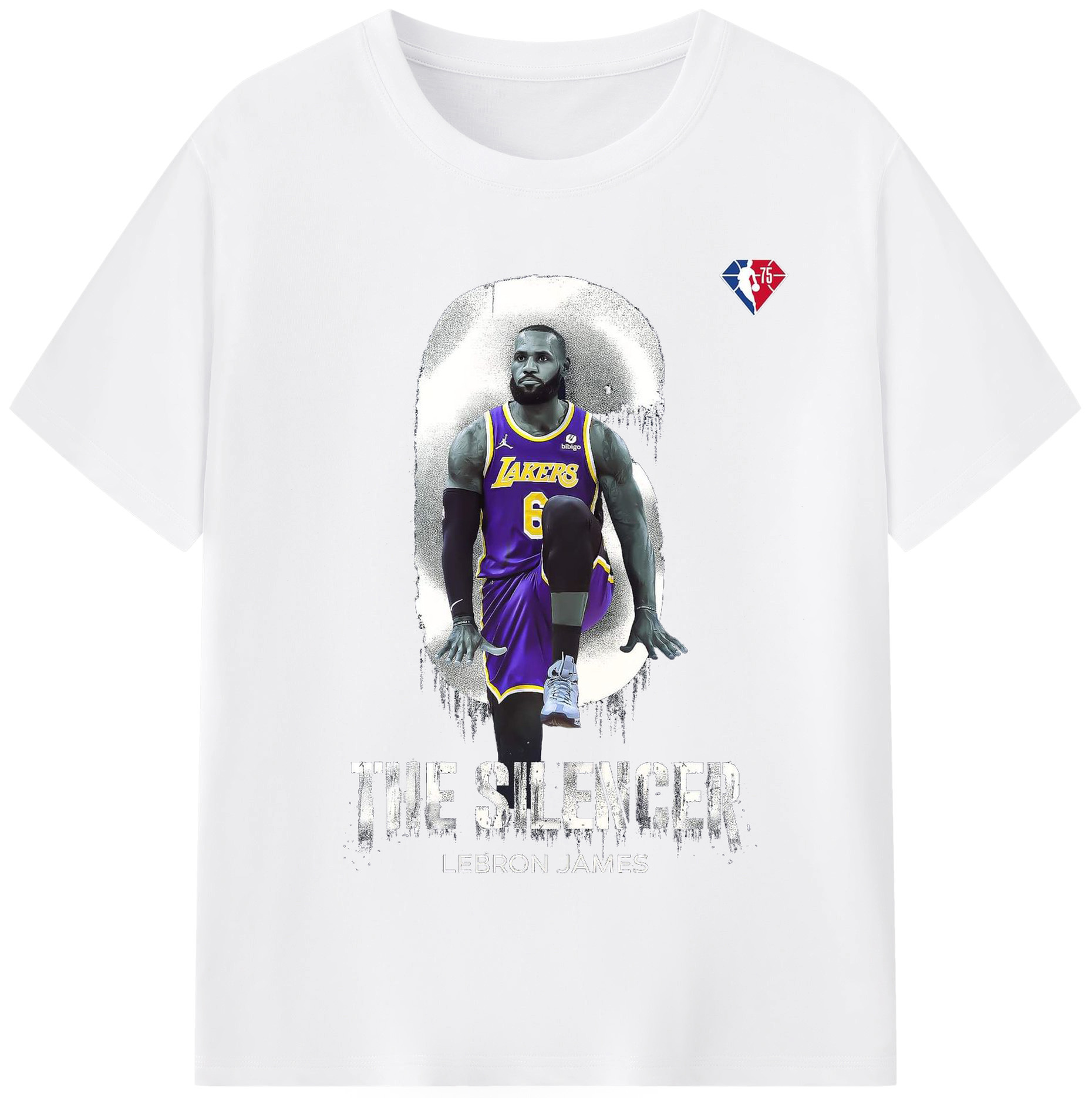 LeBron James "The Silencer" 75 Superstars Graphic Shirt - 180g Cotton T-Shirt With Front Heat Transfer Print – Soft, Lightweight, Fitted Design – Comfortable Casual Wear For Sports & Everyday Use