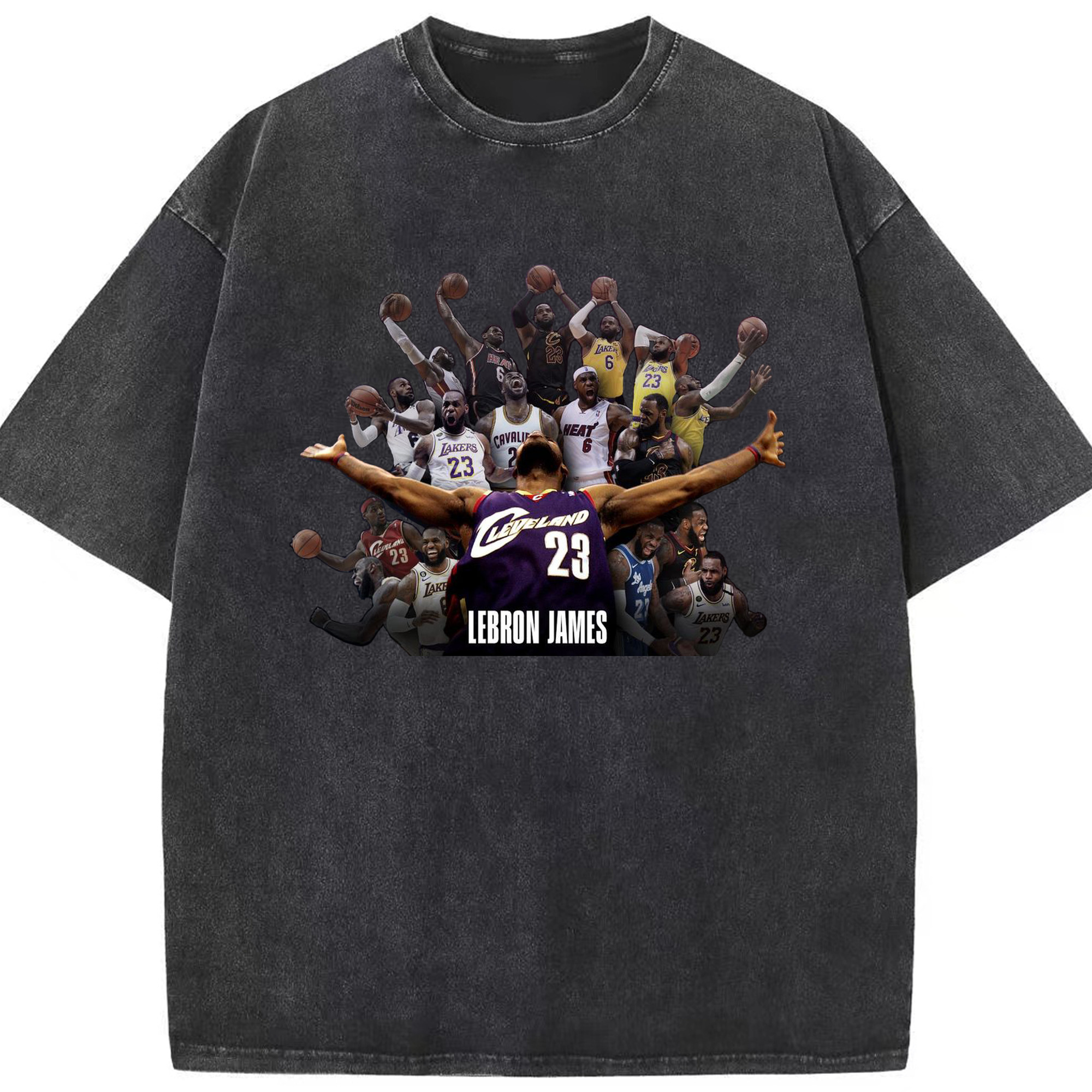 LeBron James NBA All-Time Legacy Shirt - Washed Vintage Look 230g Cotton Oversized T-Shirt With Front Heat Transfer Print – Soft, Lightweight, Stylish Fit – Comfortable Casual Wear For Sports & Everyday Use