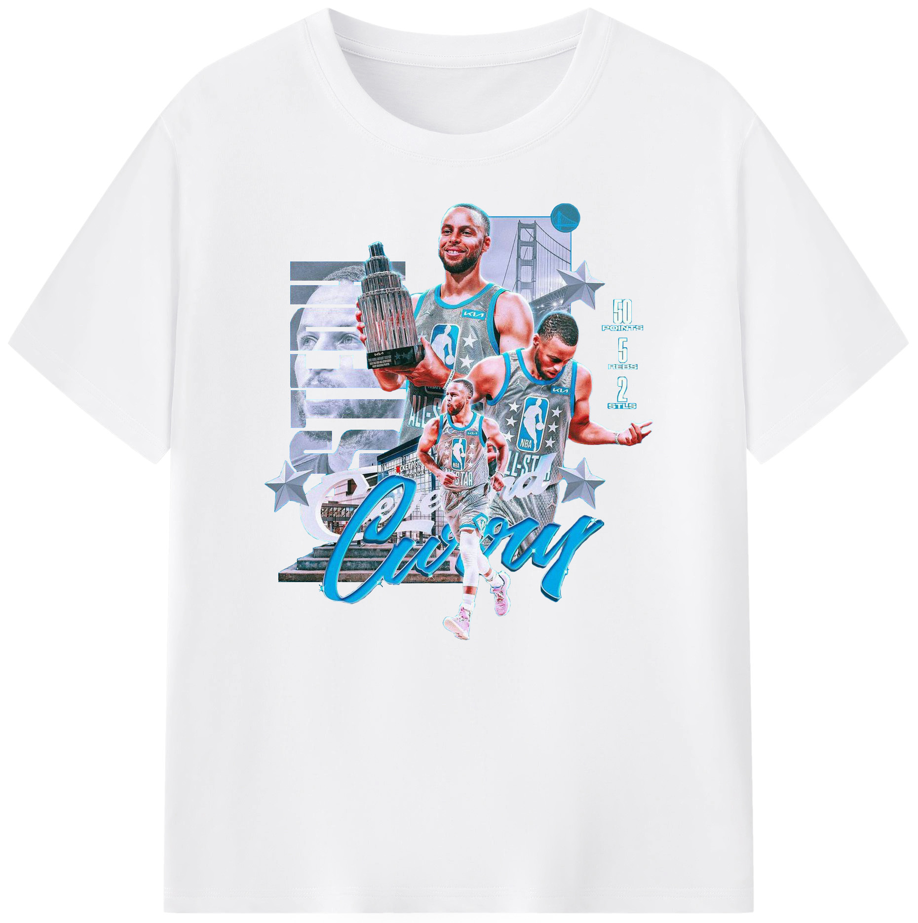 Stephen Curry 50-Point All-Star MVP Shirt - 180g Cotton T-Shirt With Front Heat Transfer Print – Soft, Lightweight, Fitted Design – Comfortable Casual Wear For Sports & Everyday Use