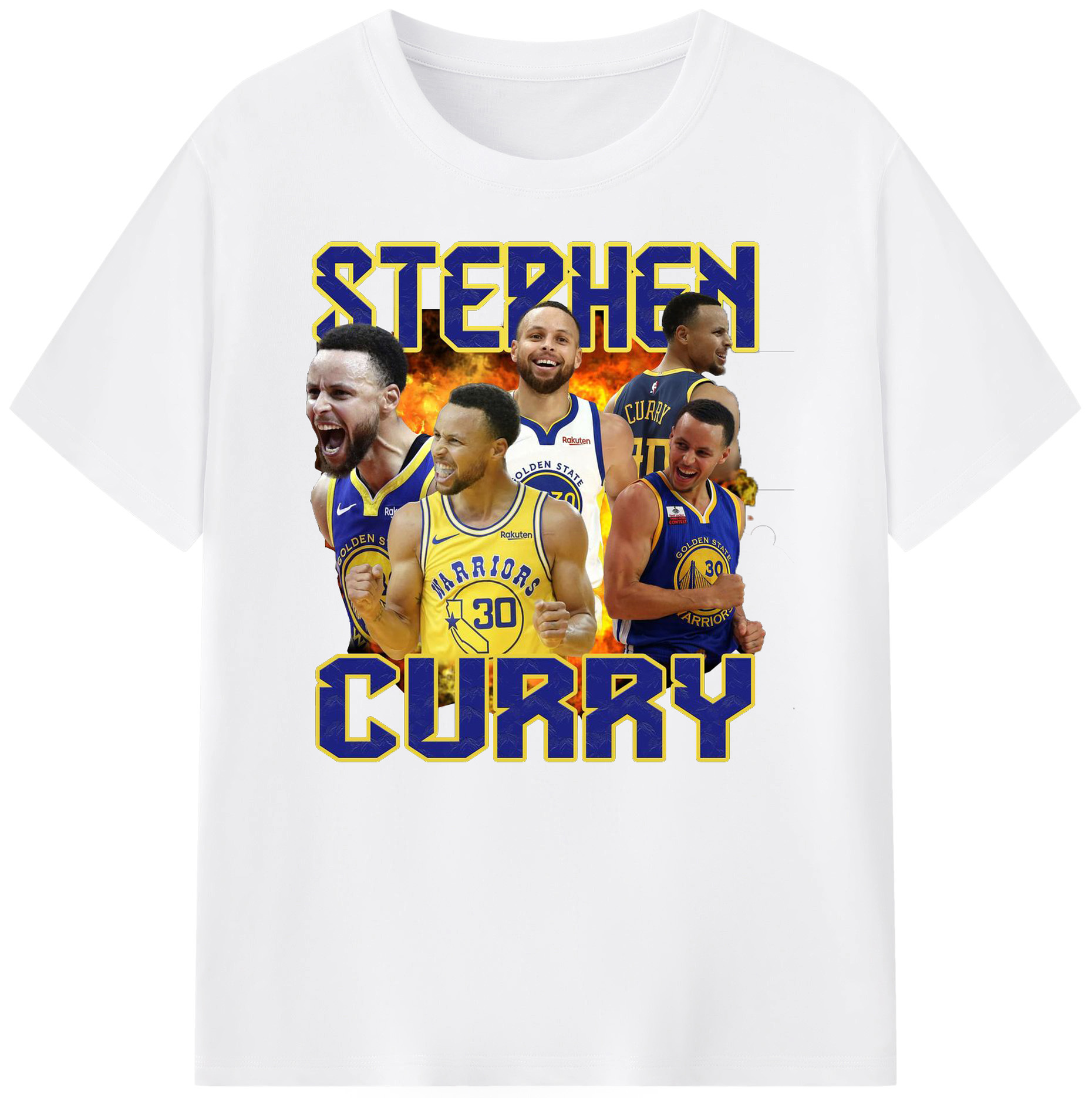 Stephen Curry Warrior Fire Shirt - 180g Cotton T-Shirt With Front Heat Transfer Print – Soft, Lightweight, Fitted Design – Comfortable Casual Wear For Sports & Everyday Use