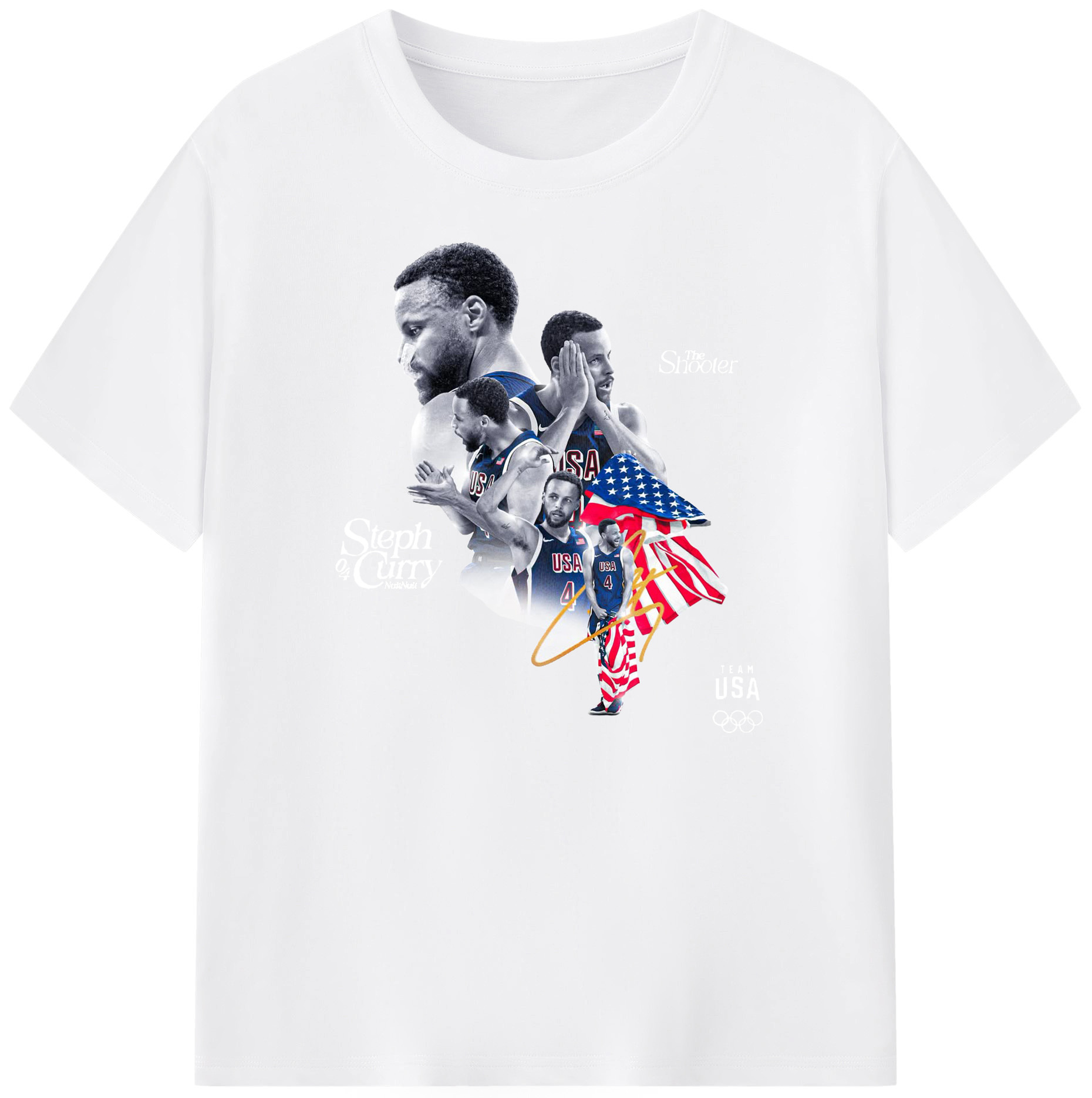 USA Basketball Curry #4 Shirt - 180g Cotton T-Shirt With Front Heat Transfer Print – Soft, Lightweight, Fitted Design – Comfortable Casual Wear For Sports & Everyday Use