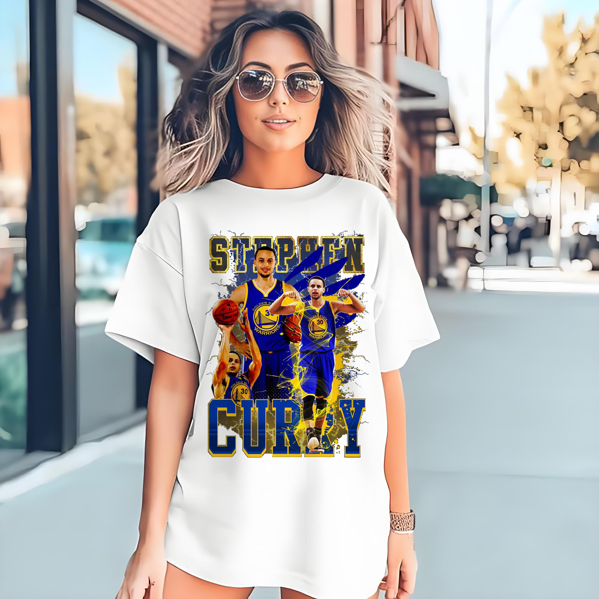 Stephen Curry 30 Classic Blue Gold Warriors Jersey Shirt