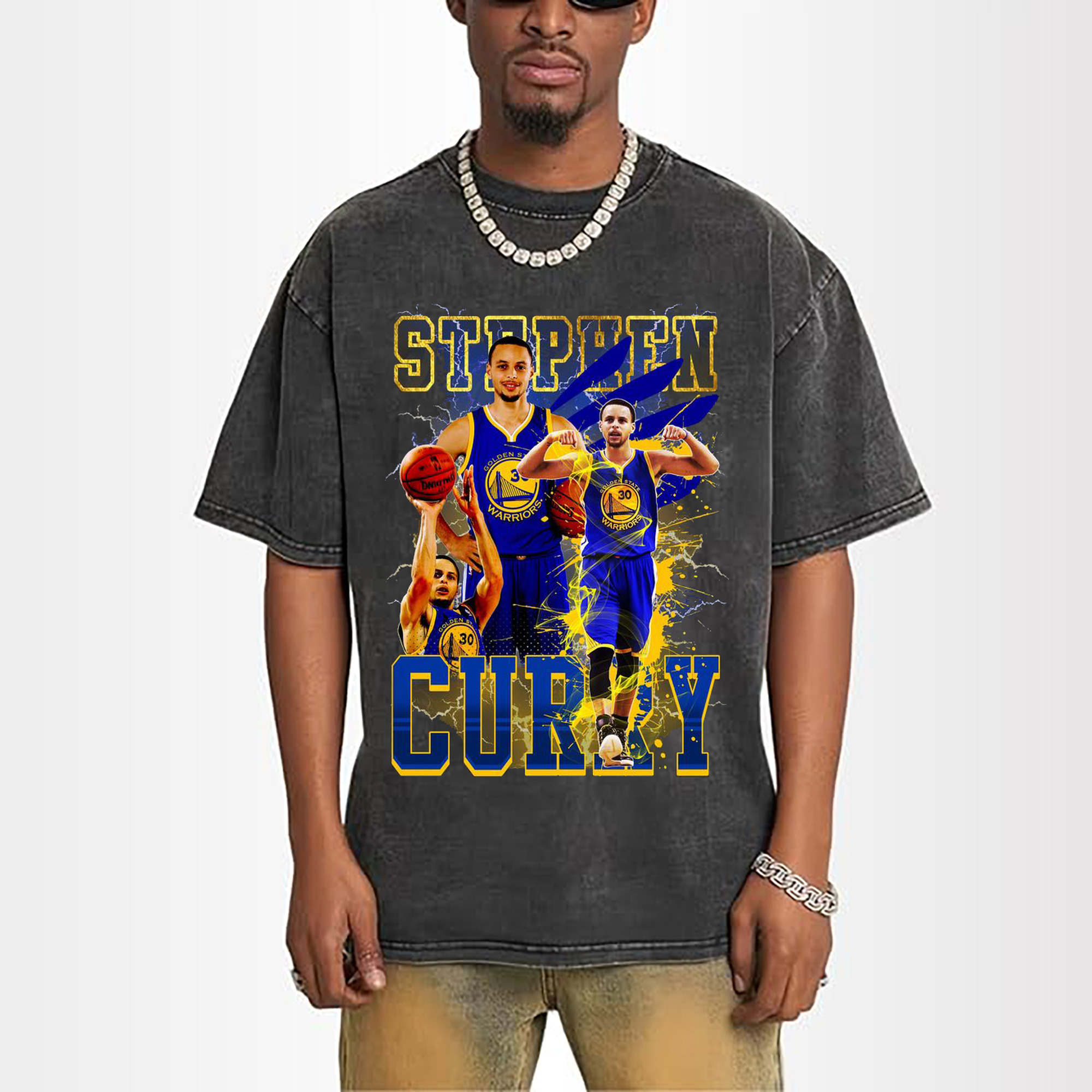 Stephen Curry 30 Classic Blue Gold Warriors Jersey Shirt
