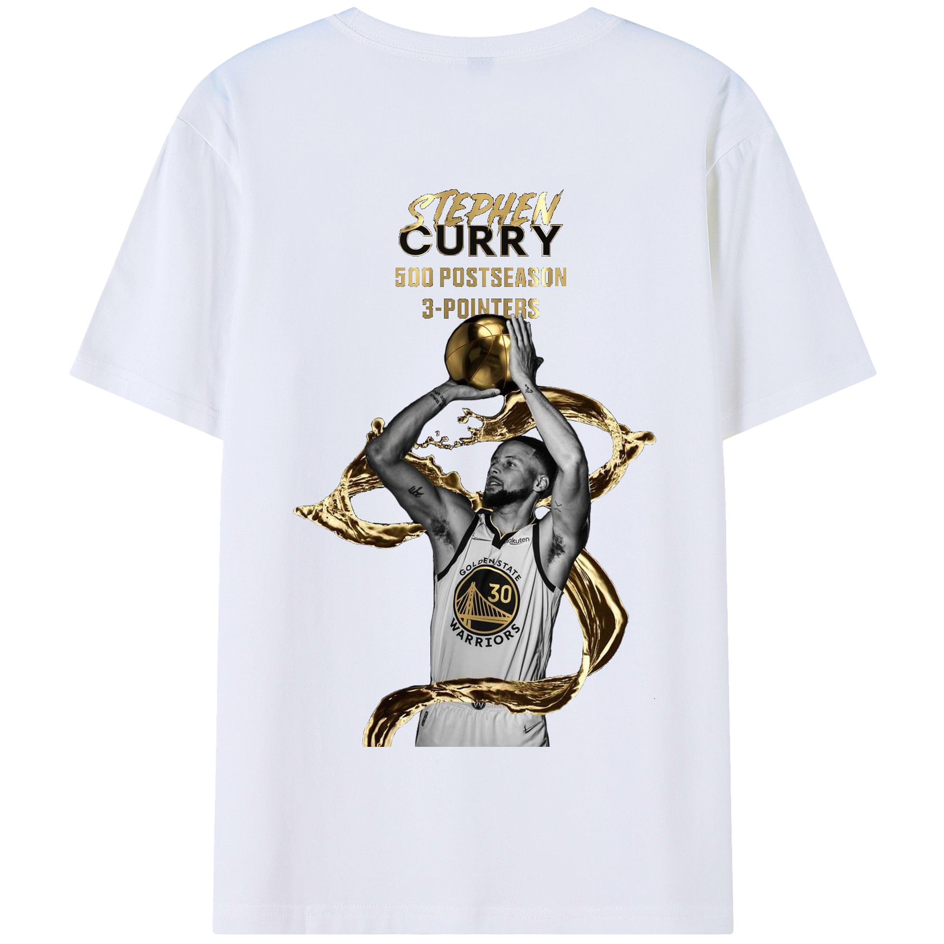 Stephen Curry 500 Playoff 3-Pointers Milestone Shirt - 180g Combed Cotton T-Shirt With Back Heat Transfer Print – Soft, Lightweight, Fitted Design – Stylish Casual Wear For Sports & Everyday Use