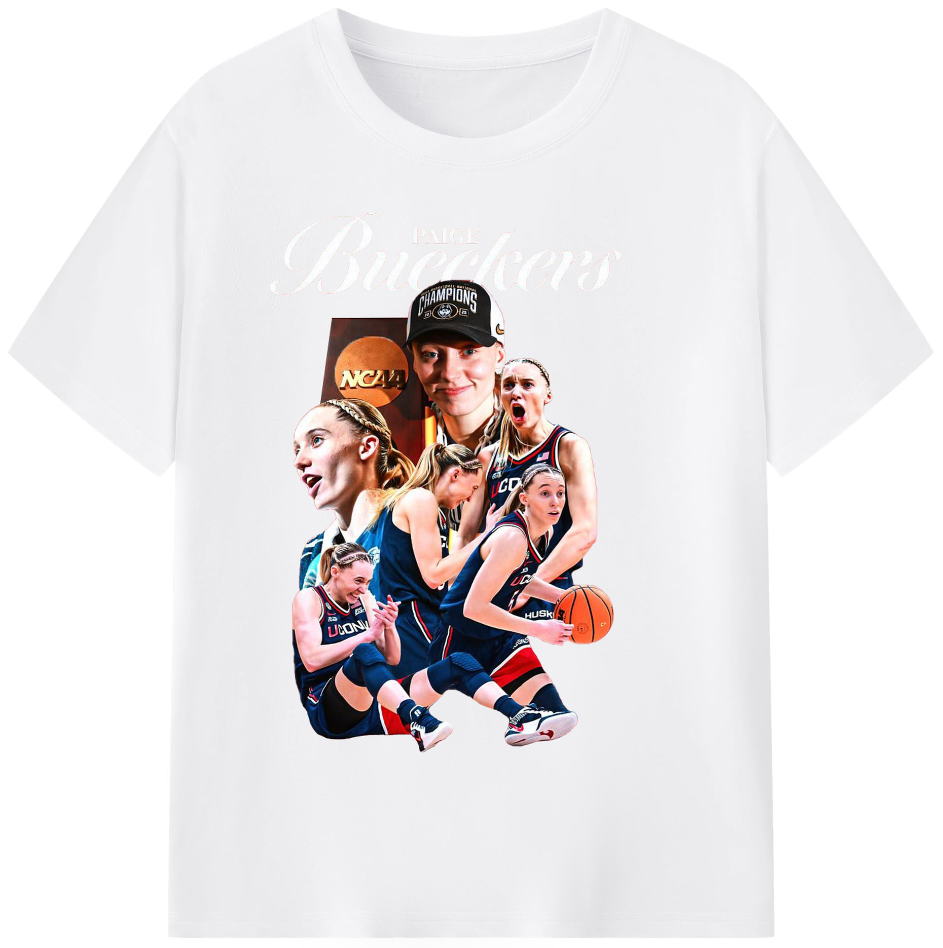 Paige Bueckers NCAA champion - 180g Cotton T-Shirt With Front Heat Transfer Print – Soft, Lightweight, Fitted Design – Comfortable Casual Wear For Sports & Everyday Use