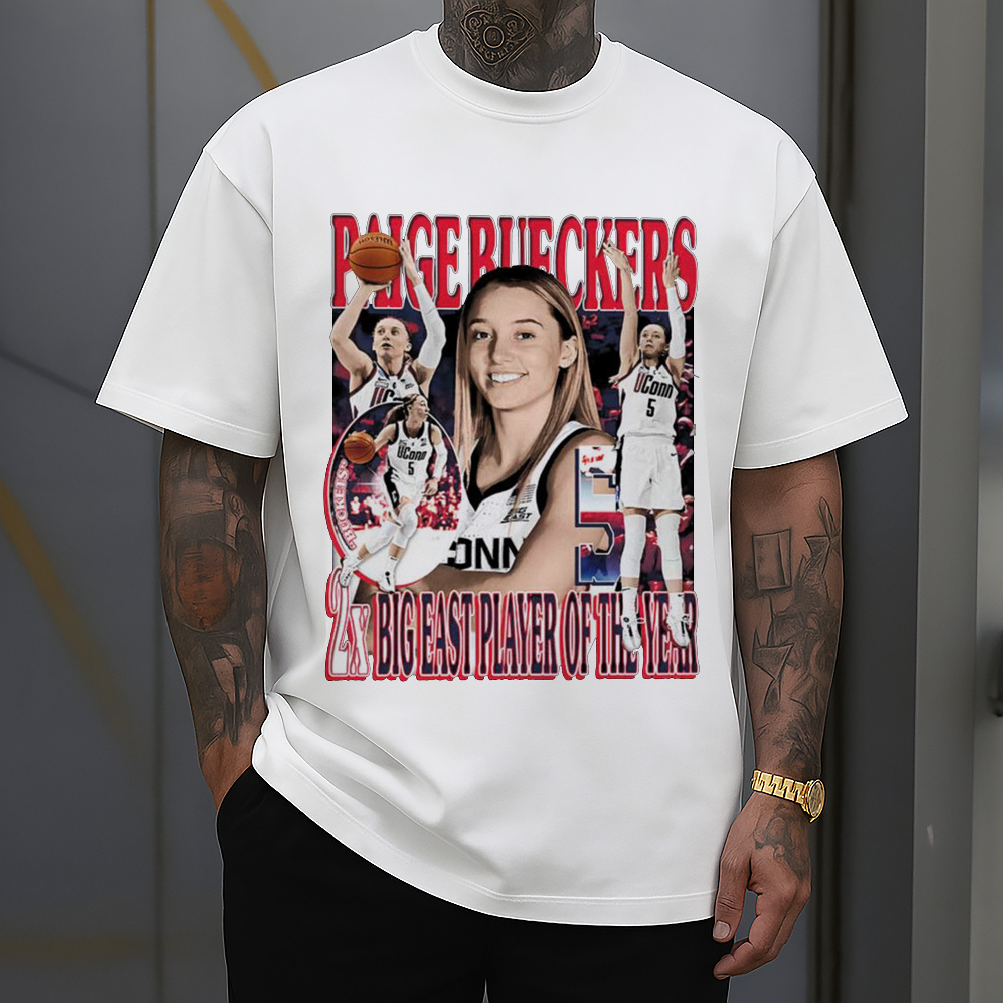Paige Bueckers Retro Basketball Tee – 2x Big East Player of the Year