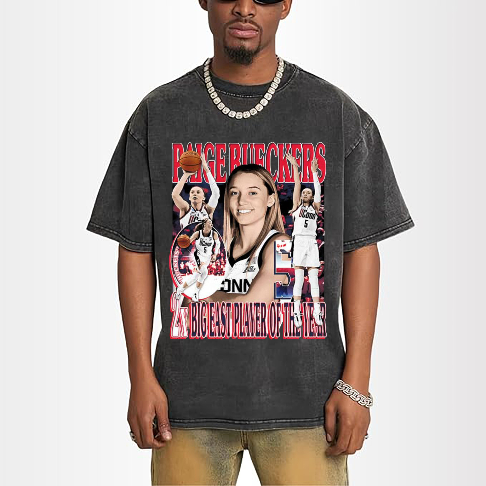 Paige Bueckers Retro Basketball Tee – 2x Big East Player of the Year