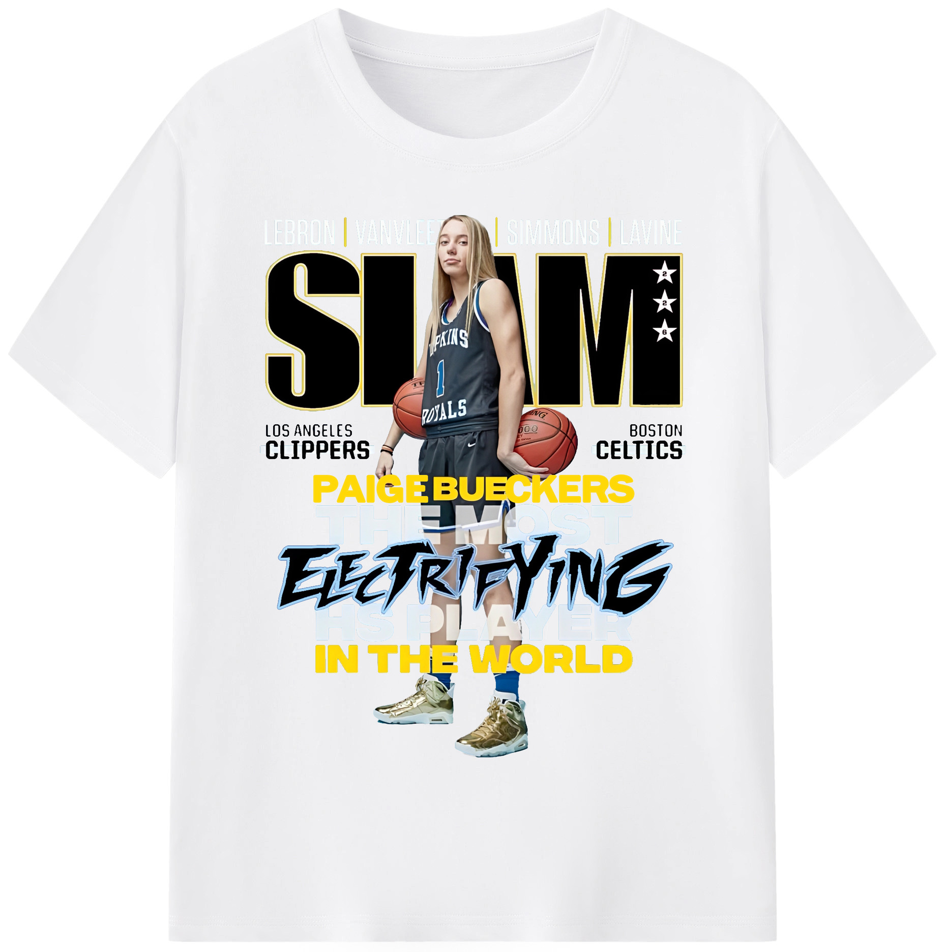 Paige Bueckers SLAM Magazine Cover - 180g Cotton T-Shirt With Front Heat Transfer Print – Soft, Lightweight, Fitted Design – Comfortable Casual Wear For Sports & Everyday Use